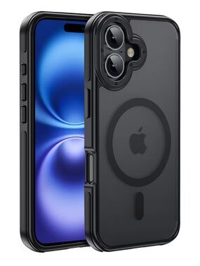 Apple iPhone 16 Protective Case - Black Transparent MagSafe Compatible